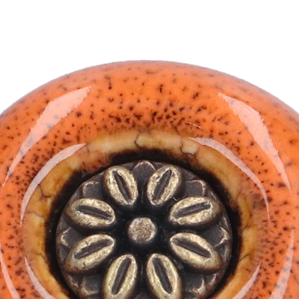 4 Set Cabinet Handle Retro Round Shaped Single Hole Door Knob for Home Bedroom Living RoomGreen Ancient Leopard Print Orange