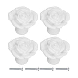4 Set Rose Shaped Handle Modern Ceramic Cabinet Knob for Home Living Room BedroomWhite
