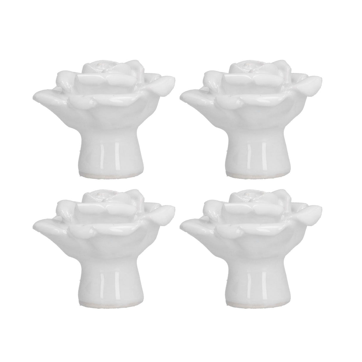 4 Set Rose Shaped Handle Modern Ceramic Cabinet Knob for Home Living Room BedroomWhite