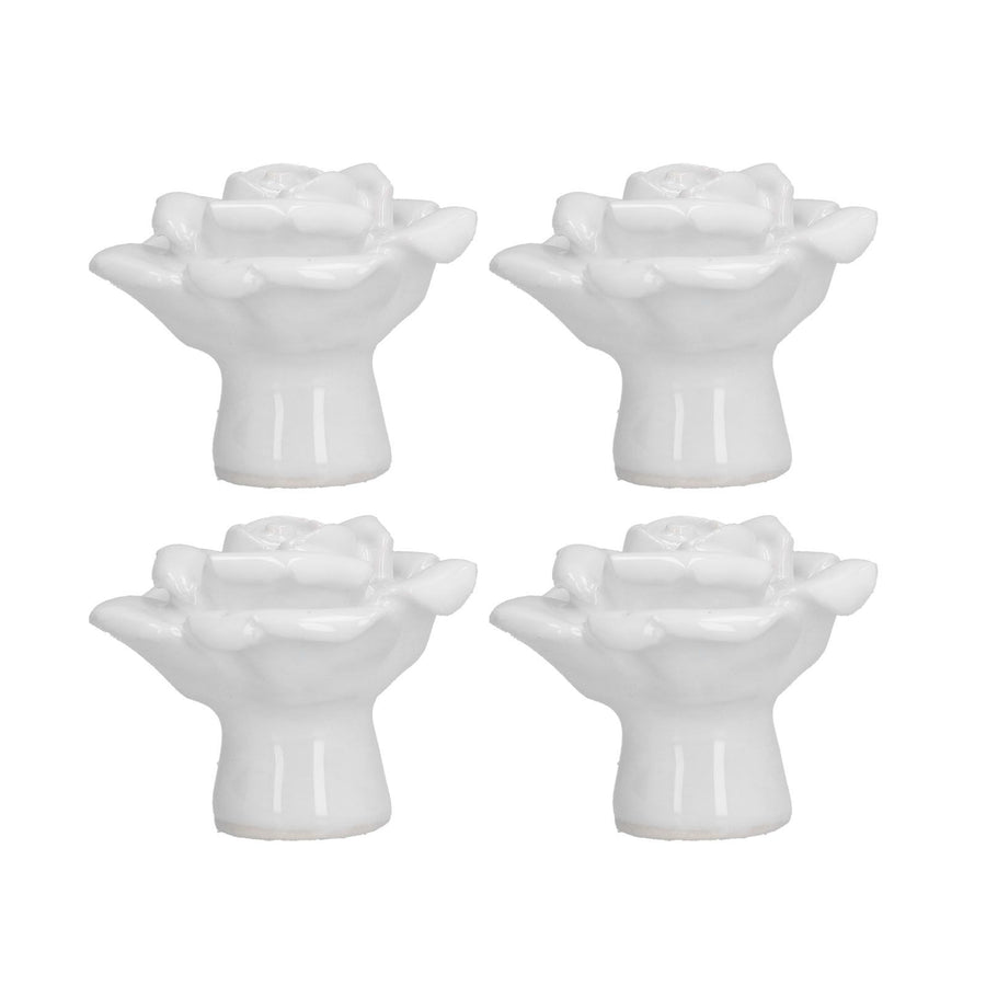 4 Set Rose Shaped Handle Modern Ceramic Cabinet Knob for Home Living Room BedroomWhite