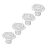 4 Set Rose Shaped Handle Modern Ceramic Cabinet Knob for Home Living Room BedroomWhite