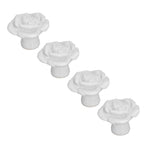 4 Set Rose Shaped Handle Modern Ceramic Cabinet Knob for Home Living Room BedroomWhite
