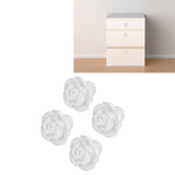 4 Set Rose Shaped Handle Modern Ceramic Cabinet Knob for Home Living Room BedroomWhite