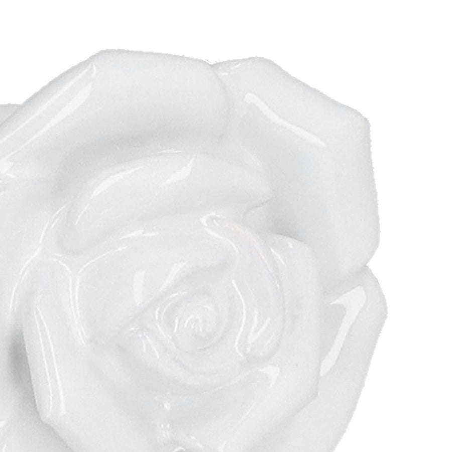 4 Set Rose Shaped Handle Modern Ceramic Cabinet Knob for Home Living Room BedroomWhite