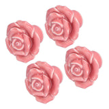 4 Set Rose Shaped Handle Modern Ceramic Cabinet Knob for Home Living Room BedroomPink - Front View