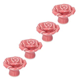 4 Set Rose Shaped Handle Modern Ceramic Cabinet Knob for Home Living Room BedroomPink