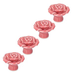 4 Set Rose Shaped Handle Modern Ceramic Cabinet Knob for Home Living Room BedroomPink