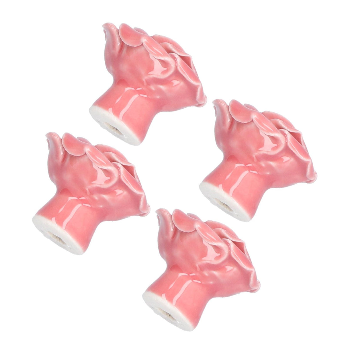 4 Set Rose Shaped Handle Modern Ceramic Cabinet Knob for Home Living Room BedroomPink