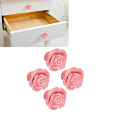 4 Set Rose Shaped Handle Modern Ceramic Cabinet Knob for Home Living Room BedroomPink