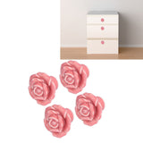 4 Set Rose Shaped Handle Modern Ceramic Cabinet Knob for Home Living Room BedroomPink - Extra Image