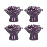 4 Set Rose Shaped Handle Modern Ceramic Cabinet Knob for Home Living Room BedroomPurple