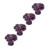 4 Set Rose Shaped Handle Modern Ceramic Cabinet Knob for Home Living Room BedroomPurple - Top-Down View