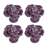 4 Set Rose Shaped Handle Modern Ceramic Cabinet Knob for Home Living Room BedroomPurple