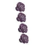 4 Set Rose Shaped Handle Modern Ceramic Cabinet Knob for Home Living Room BedroomPurple