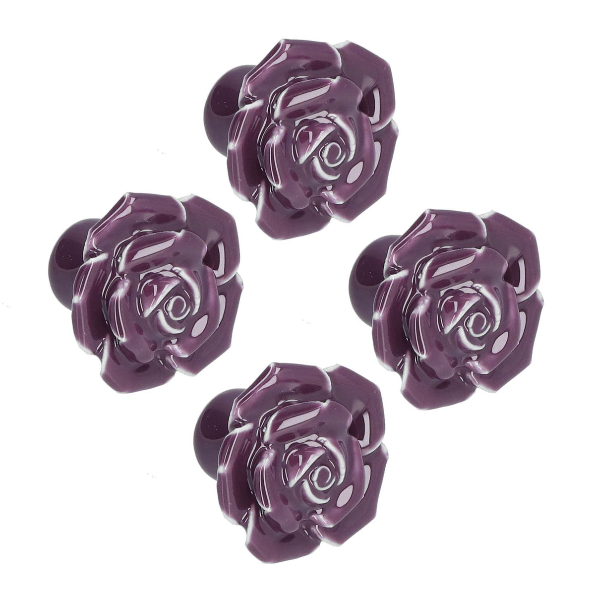 4 Set Rose Shaped Handle Modern Ceramic Cabinet Knob for Home Living Room BedroomPurple