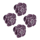 4 Set Rose Shaped Handle Modern Ceramic Cabinet Knob for Home Living Room BedroomPurple