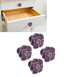 4 Set Rose Shaped Handle Modern Ceramic Cabinet Knob for Home Living Room BedroomPurple - Extra Image