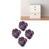 4 Set Rose Shaped Handle Modern Ceramic Cabinet Knob for Home Living Room BedroomPurple