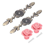 2Set Cabinet Knob Rose Flower Ceramic Pull Handle Closet Drawer Knob for Kitchen Furniture - Front View