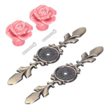2Set Cabinet Knob Rose Flower Ceramic Pull Handle Closet Drawer Knob for Kitchen Furniture