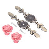 2Set Cabinet Knob Rose Flower Ceramic Pull Handle Closet Drawer Knob for Kitchen Furniture - Top-Down View