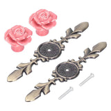 2Set Cabinet Knob Rose Flower Ceramic Pull Handle Closet Drawer Knob for Kitchen Furniture - 45-Degree Angle