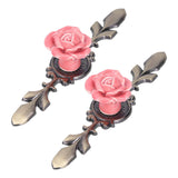2Set Cabinet Knob Rose Flower Ceramic Pull Handle Closet Drawer Knob for Kitchen Furniture - Rear View