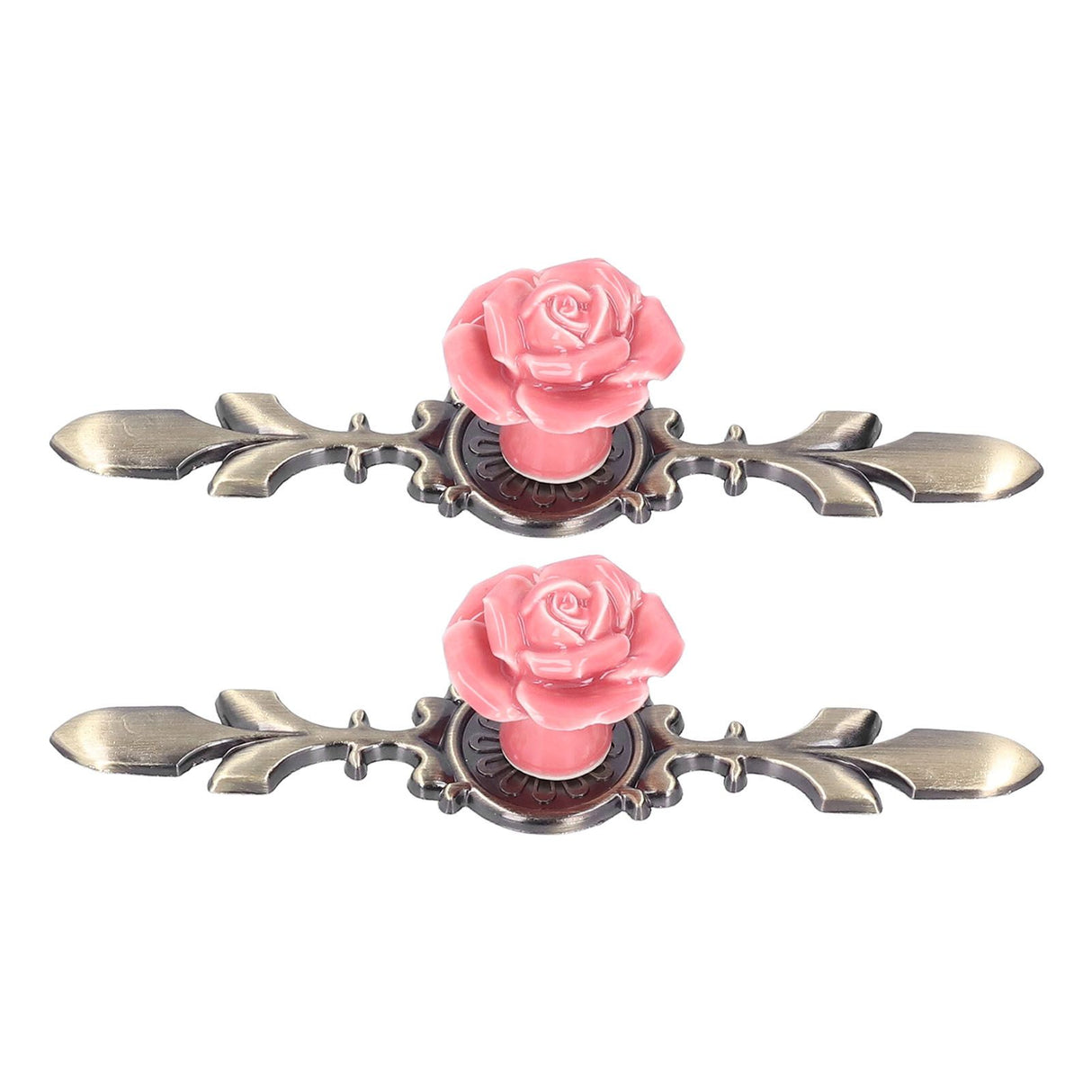 2Set Cabinet Knob Rose Flower Ceramic Pull Handle Closet Drawer Knob for Kitchen Furniture