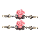 2Set Cabinet Knob Rose Flower Ceramic Pull Handle Closet Drawer Knob for Kitchen Furniture