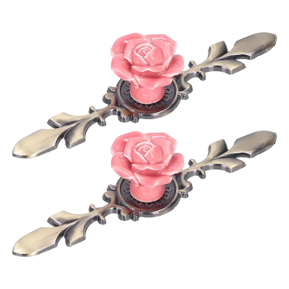 2Set Cabinet Knob Rose Flower Ceramic Pull Handle Closet Drawer Knob for Kitchen Furniture