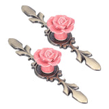 2Set Cabinet Knob Rose Flower Ceramic Pull Handle Closet Drawer Knob for Kitchen Furniture