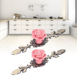 2Set Cabinet Knob Rose Flower Ceramic Pull Handle Closet Drawer Knob for Kitchen Furniture