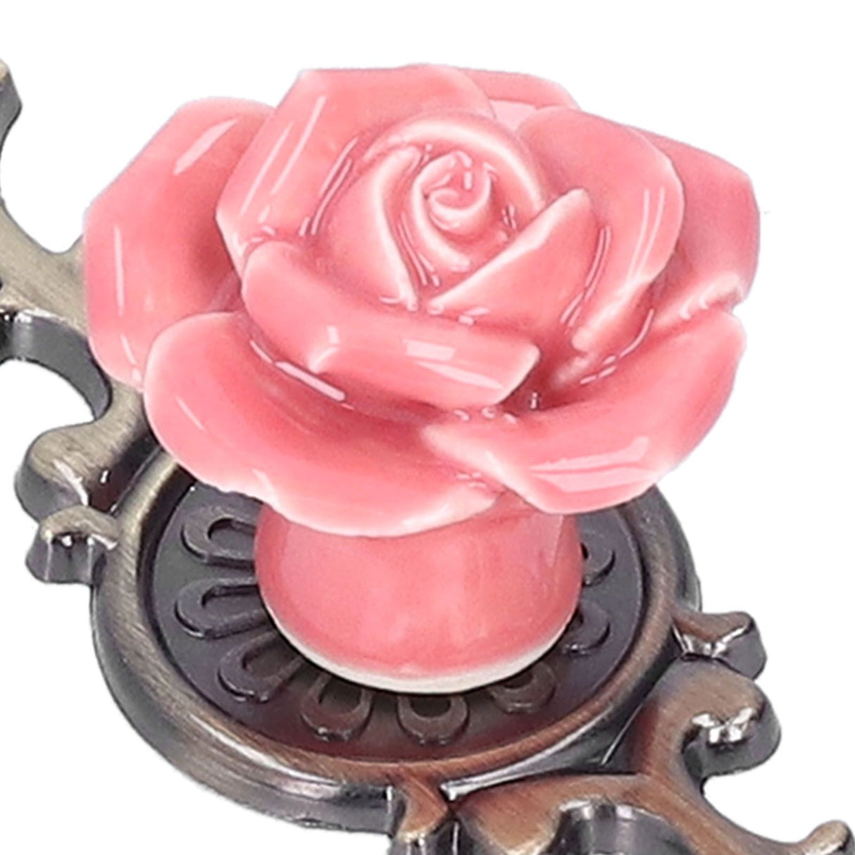 2Set Cabinet Knob Rose Flower Ceramic Pull Handle Closet Drawer Knob for Kitchen Furniture