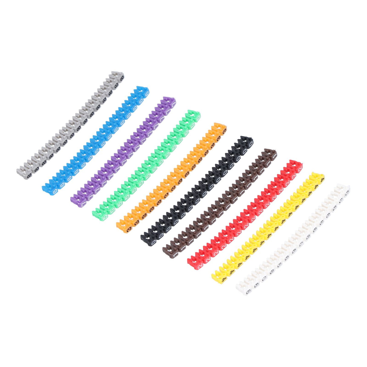 Clip On Cable Marker Waterproof Cable Identification Tube Colorful 0‑9 Number Wire Label Tube Wire Marker