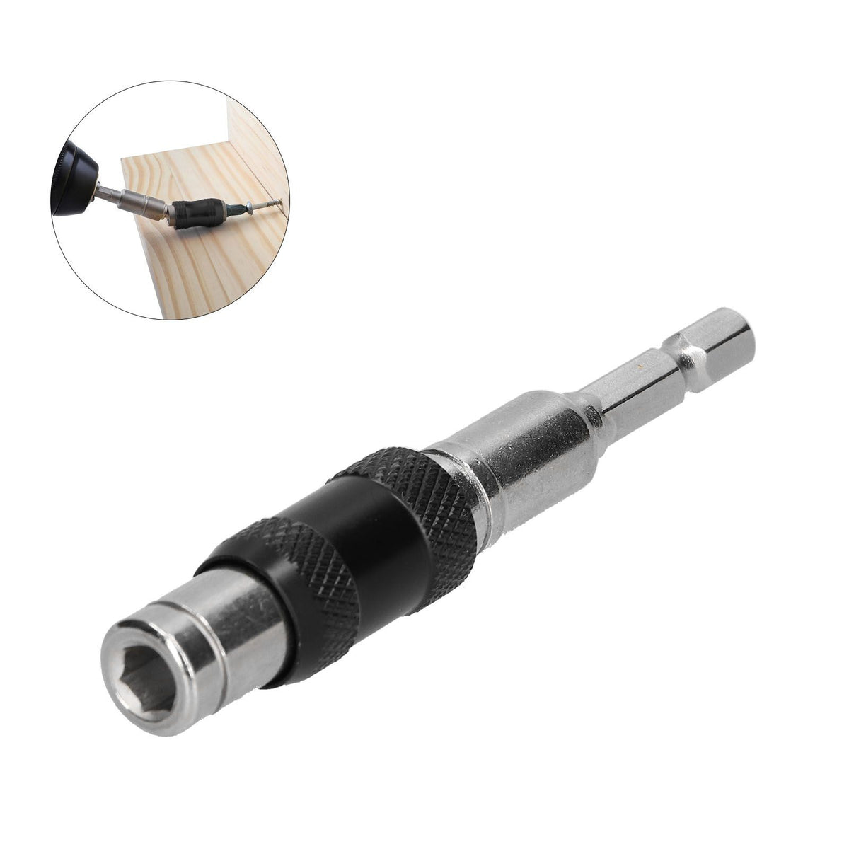 Hex Bit Tip Holder Chrome Vanadium Steel Self Locking Multi Angle Extension Rod for Electric Drill Screwdriver(Silver Black )