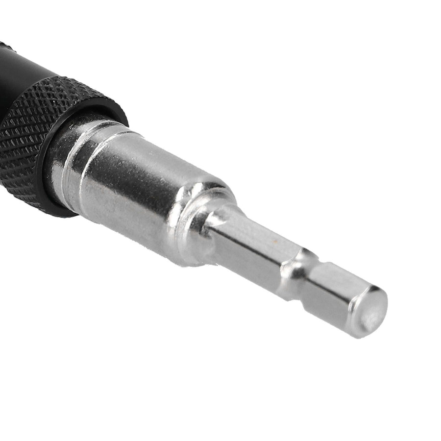 Hex Bit Tip Holder Chrome Vanadium Steel Self Locking Multi Angle Extension Rod for Electric Drill Screwdriver(Silver Black )