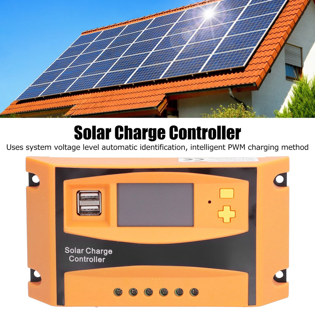 12V/24V Solar Charge Controller Solar Charge Discharge Regulator Waterproof Photovoltaic Controller40A