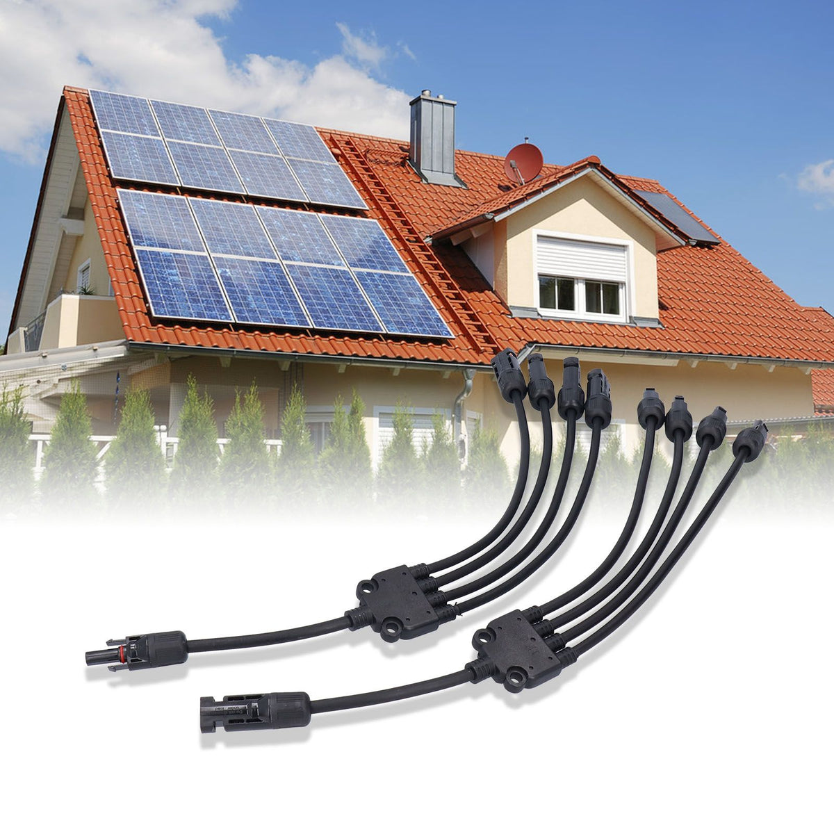 Solar Panel Connector 4 Branch Y Type Parallel Connector Solar Panel Extension Cable PV Wire Adapter