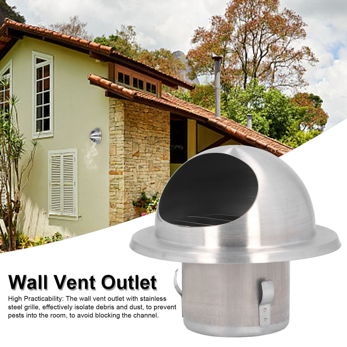 Stainless Steel Air Vent Stainless Steel Round Bull Nosed External Extractor for External Wall Exhaust 60
