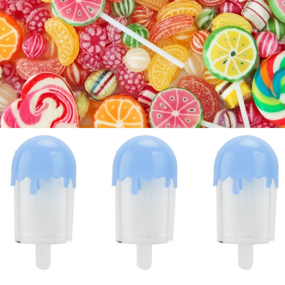 12Pcs Ice Cream Shape Candy Box Plastic Candy Case Container Wedding Party SuppliesBlue