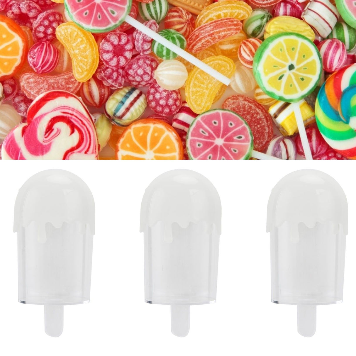 12Pcs Ice Cream Shape Candy Box Plastic Candy Case Container Wedding Party SuppliesWhite