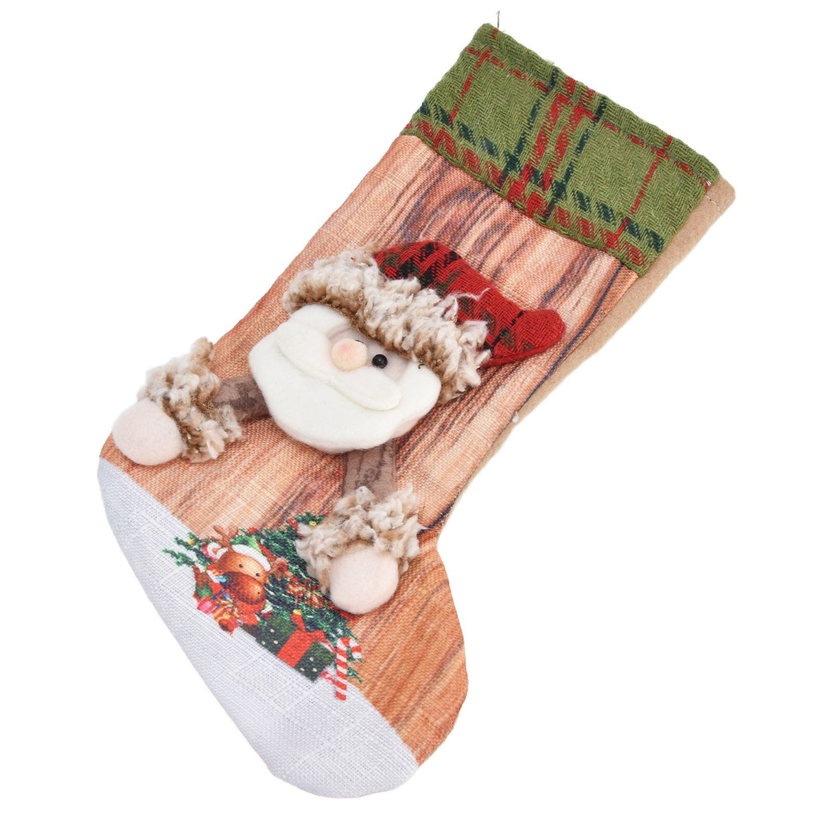 Christmas Stocking Three Dimensional Printed Christmas Stocking Gift Bag Ornament for Christmas Tree Fireplace HangingElderly