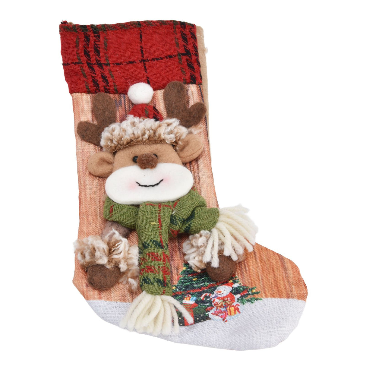 Christmas Stocking Three Dimensional Printed Christmas Stocking Gift Bag Ornament for Christmas Tree Fireplace HangingDeer