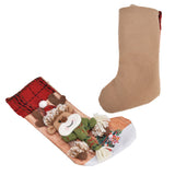 Christmas Stocking Three Dimensional Printed Christmas Stocking Gift Bag Ornament for Christmas Tree Fireplace HangingDeer