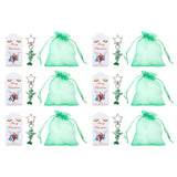 20PCS Keychain Bells Angel Stars Creative Christmas Decoration Gift Santa Claus Pendant Candy Bag Set Green - Top-Down View