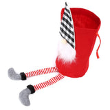 Christmas Gift Bag Faceless Santa Claus Drawstring Pouch Treat Bag for Christmas PartyRed - Front View