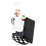 Resin Mustache Chef Figurine Fashion Small Ornaments Message Board Food Shop Hotel Decorations - Rear View