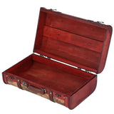 Vintage Suitcase Portable Composite Wood Map Pattern Design Vintage Storage Chest - Low Angle