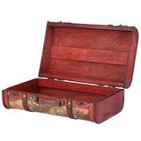 Vintage Suitcase Portable Composite Wood Map Pattern Design Vintage Storage Chest - Extra Image