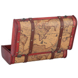 Vintage Suitcase Portable Composite Wood Map Pattern Design Vintage Storage Chest - Extra Image